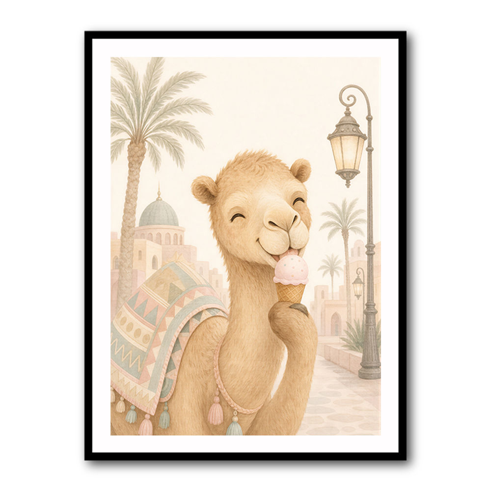 Camel Ice Cream Day Childrens Wall Art Print
