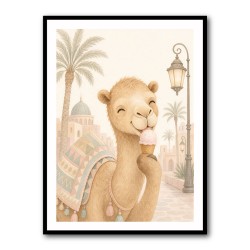 Camel Ice Cream Day Childrens Wall Art Print