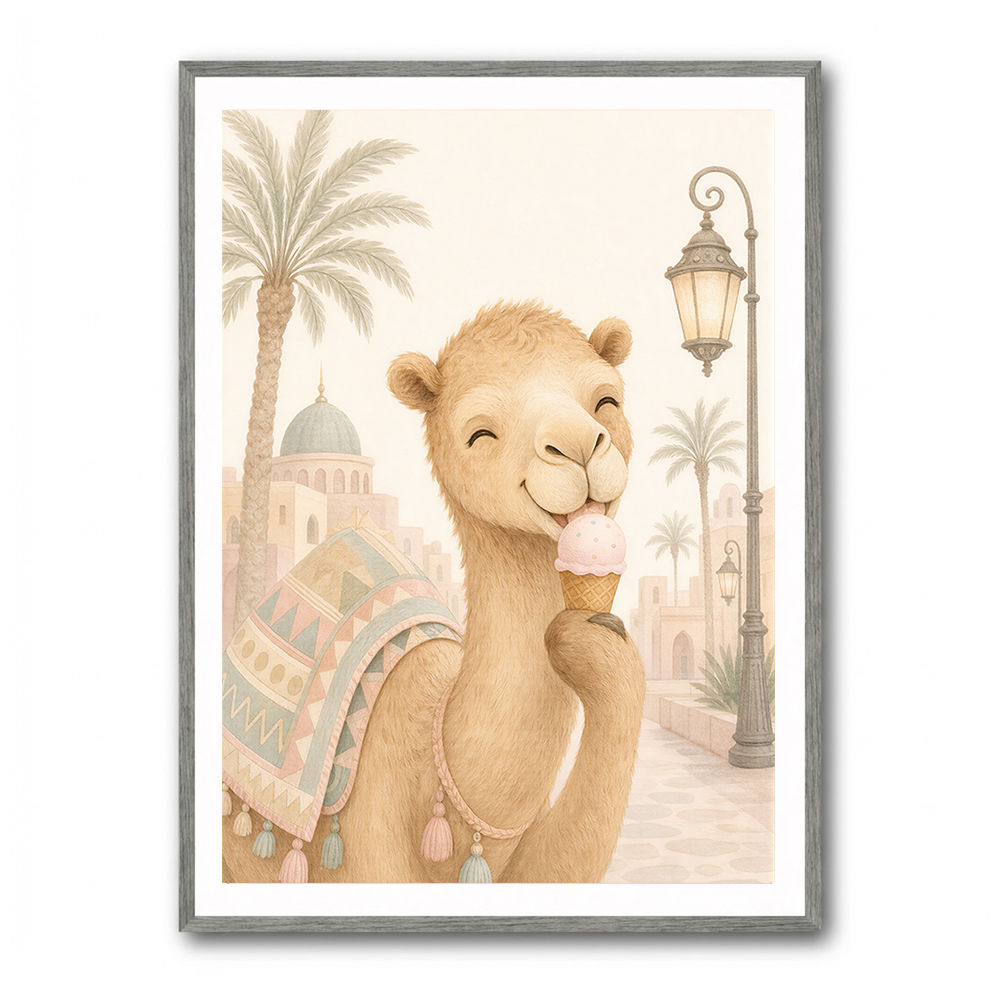 Camel Ice Cream Day Childrens Wall Art Print