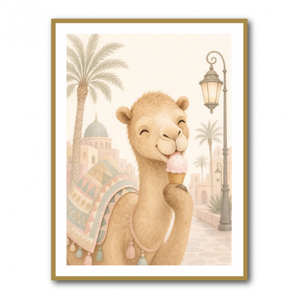 Camel Ice Cream Day Childrens Wall Art Print