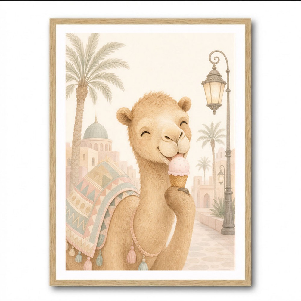 Camel Ice Cream Day Childrens Wall Art Print