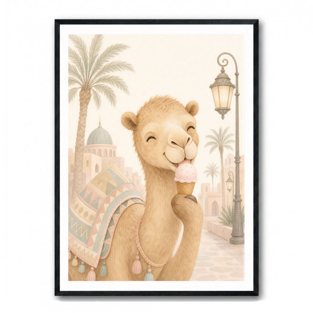 Camel Ice Cream Day Childrens Wall Art Print