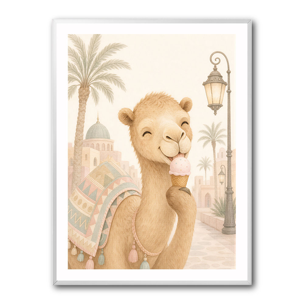Camel Ice Cream Day Childrens Wall Art Print