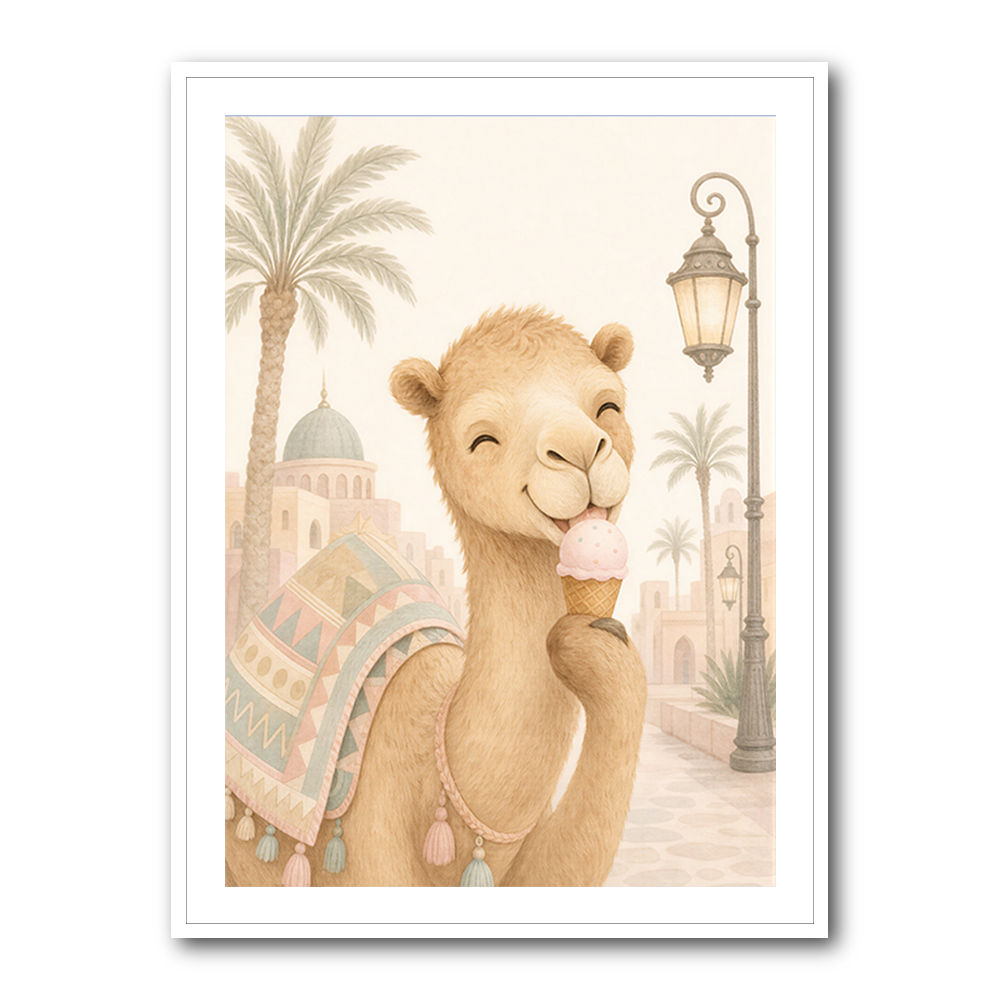 Camel Ice Cream Day Childrens Wall Art Print