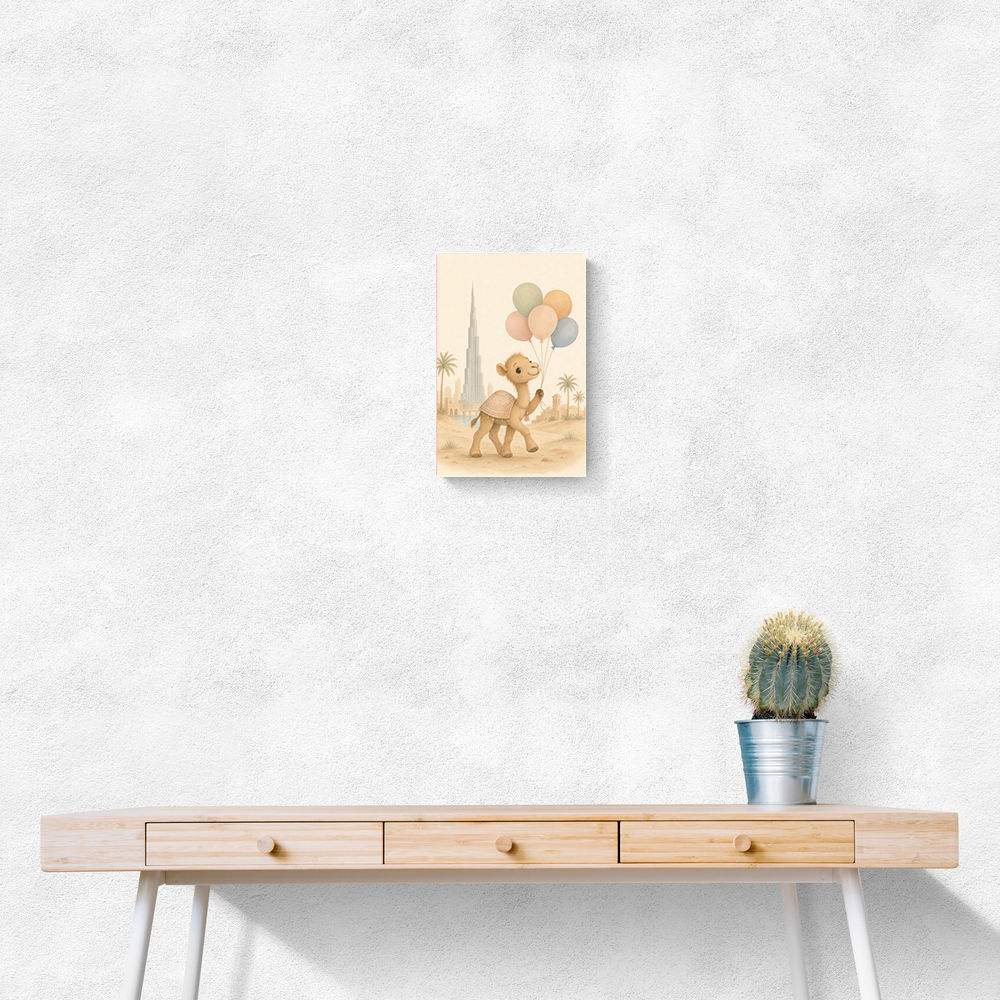 Camel with Balloons Childrens Wall Art Print