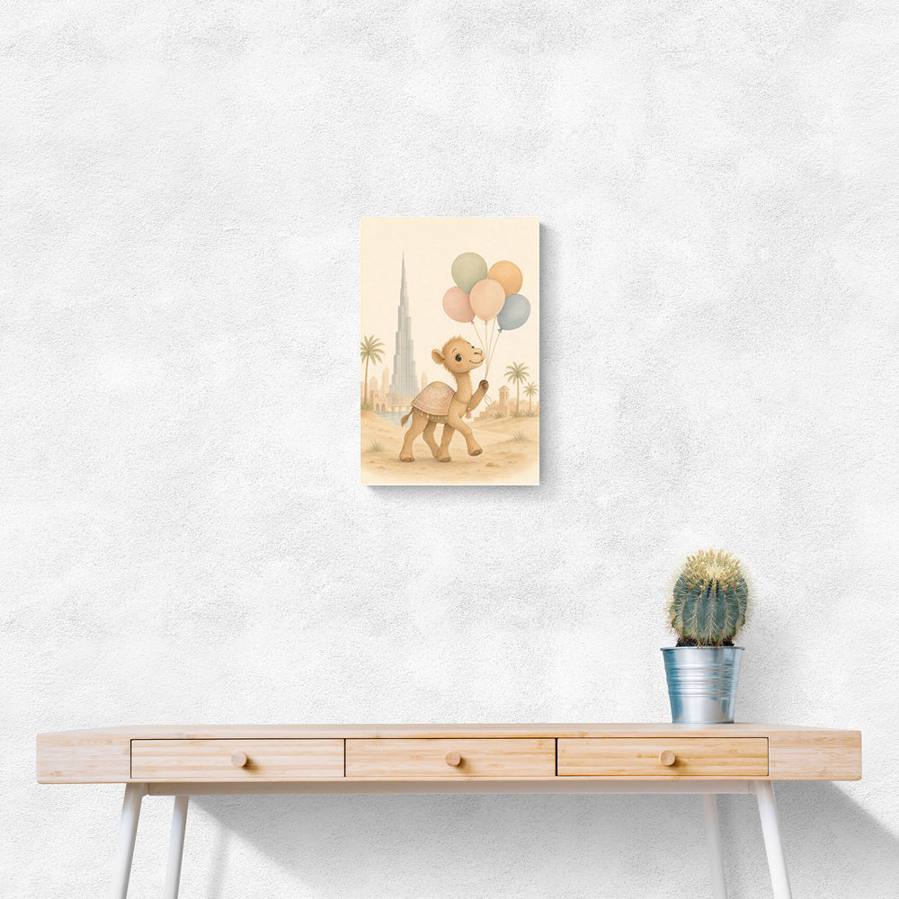 Camel with Balloons Childrens Wall Art Print