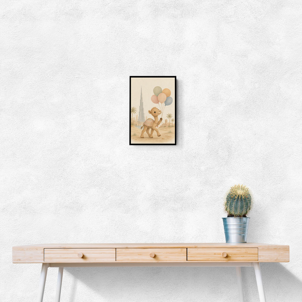Camel with Balloons Childrens Wall Art Print