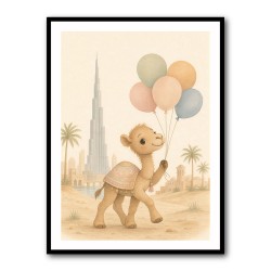 Camel with Balloons Childrens Wall Art Print