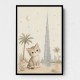 Cat by Burj Khalifa Childrens Wall Art Print