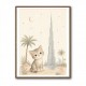 Cat by Burj Khalifa Childrens Wall Art Print
