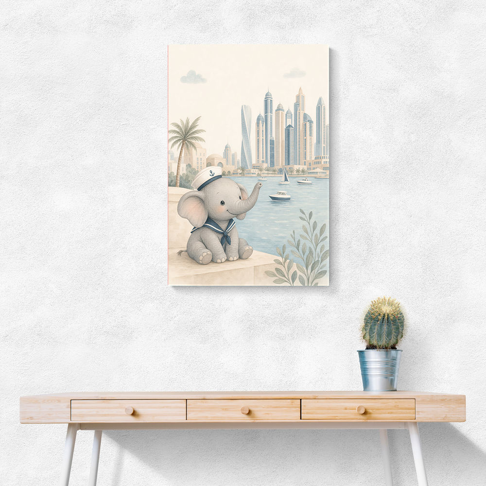 Elephant at the Marina Childrens Wall Art Print