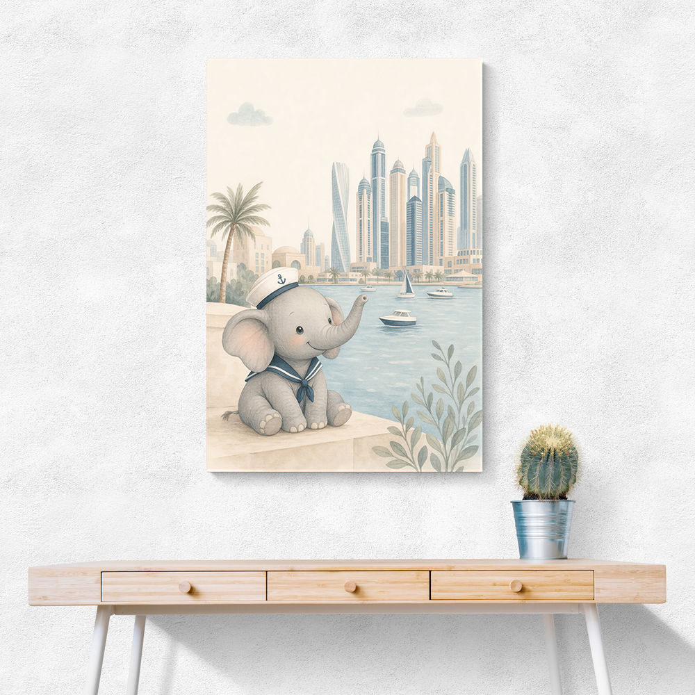 Elephant at the Marina Childrens Wall Art Print