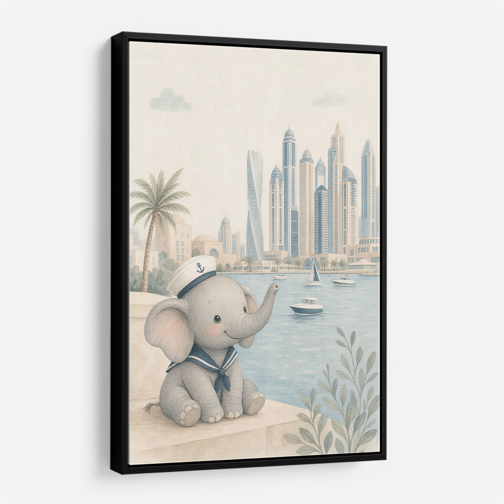 Elephant at the Marina Childrens Wall Art Print