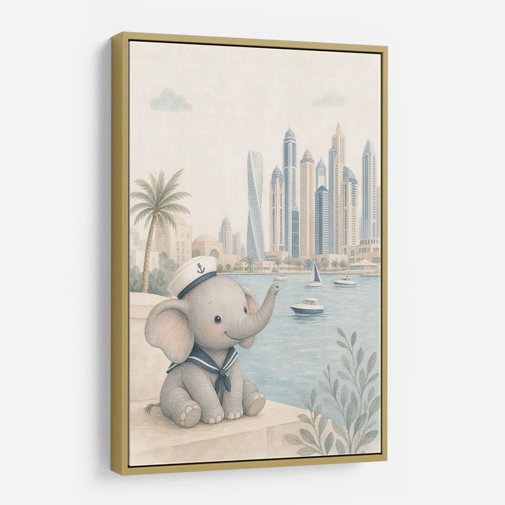 Elephant at the Marina Childrens Wall Art Print