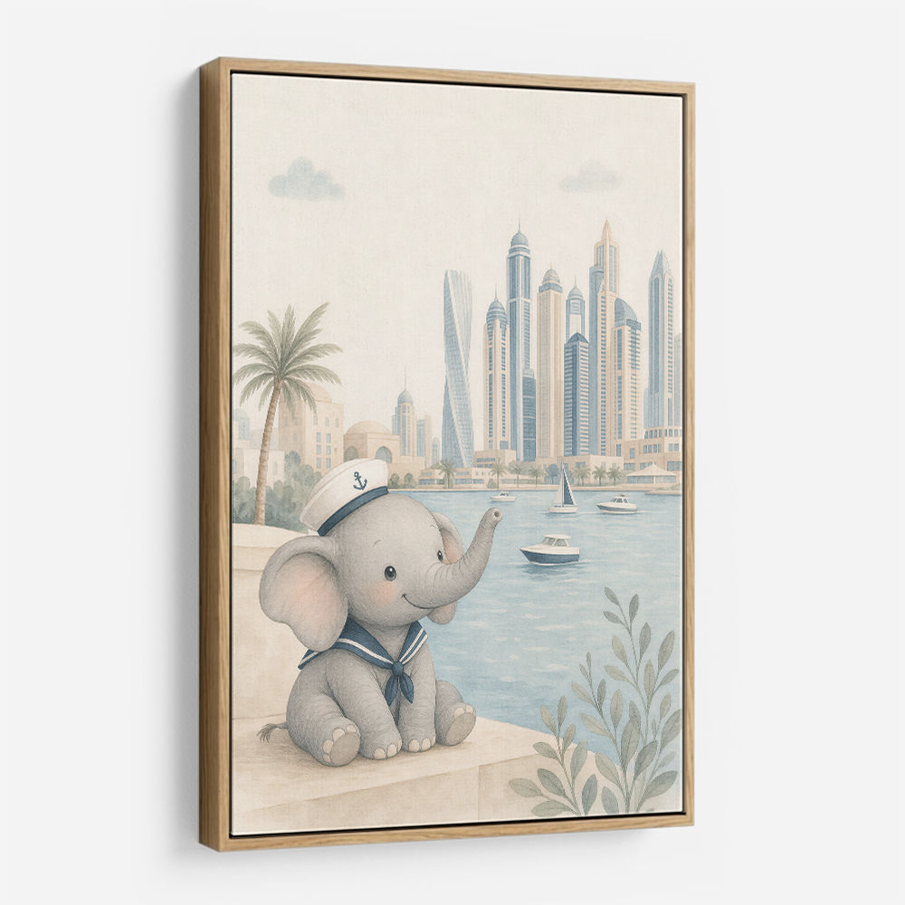 Elephant at the Marina Childrens Wall Art Print