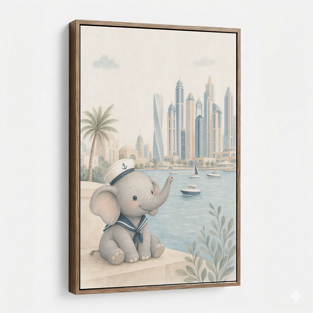 Elephant at the Marina Childrens Wall Art Print