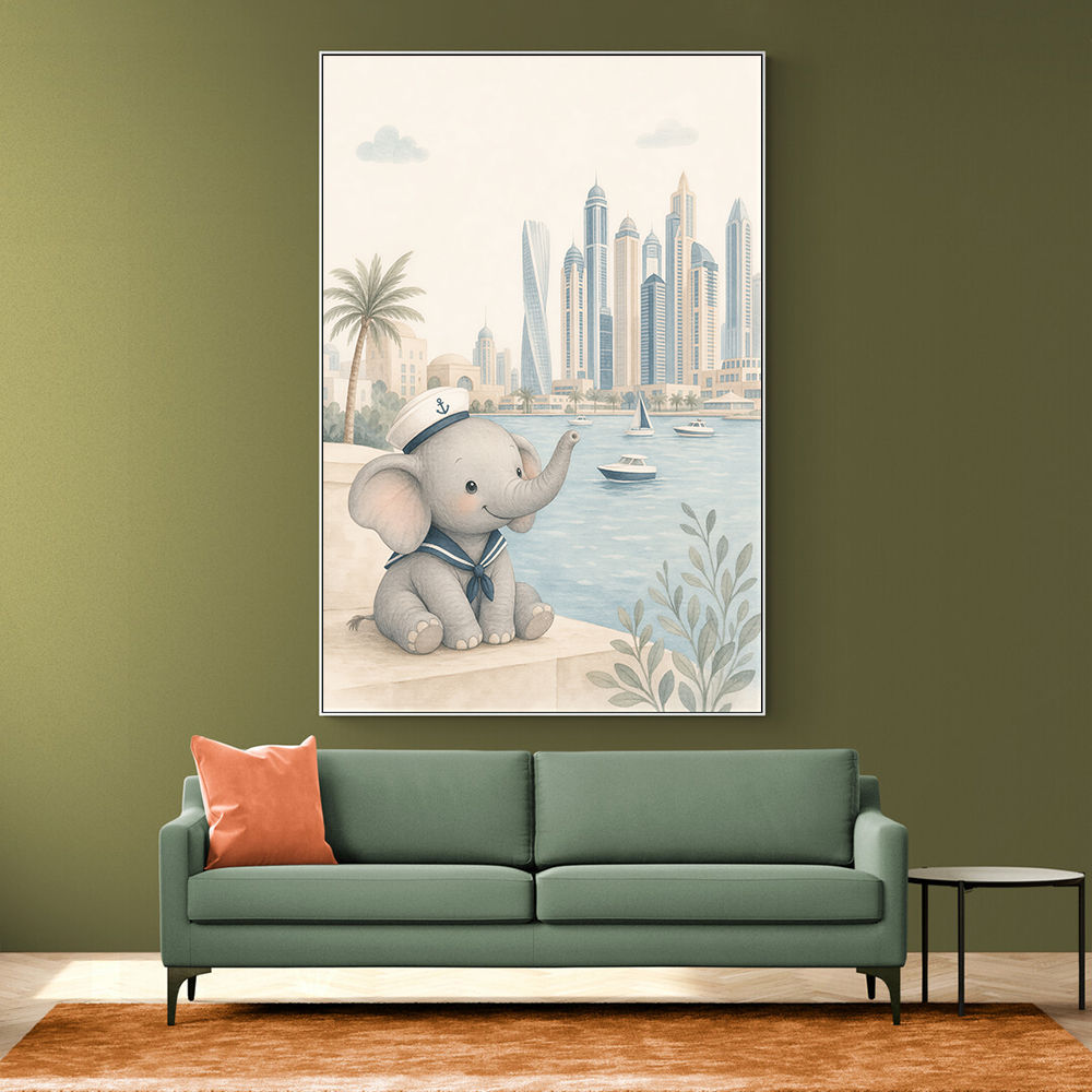 Elephant at the Marina Childrens Wall Art Print