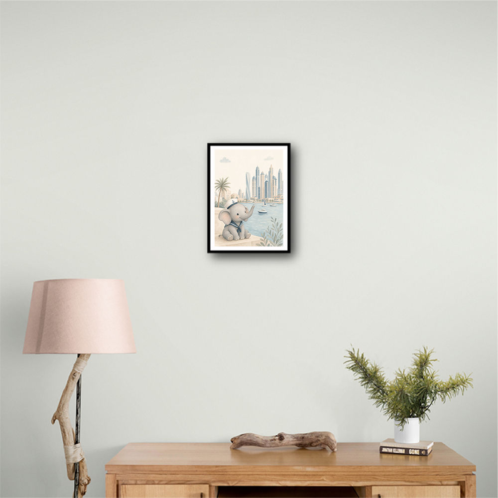 Elephant at the Marina Childrens Wall Art Print