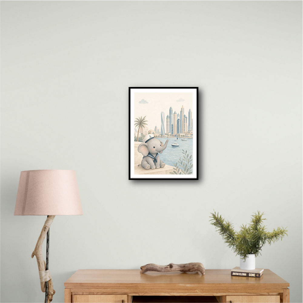 Elephant at the Marina Childrens Wall Art Print