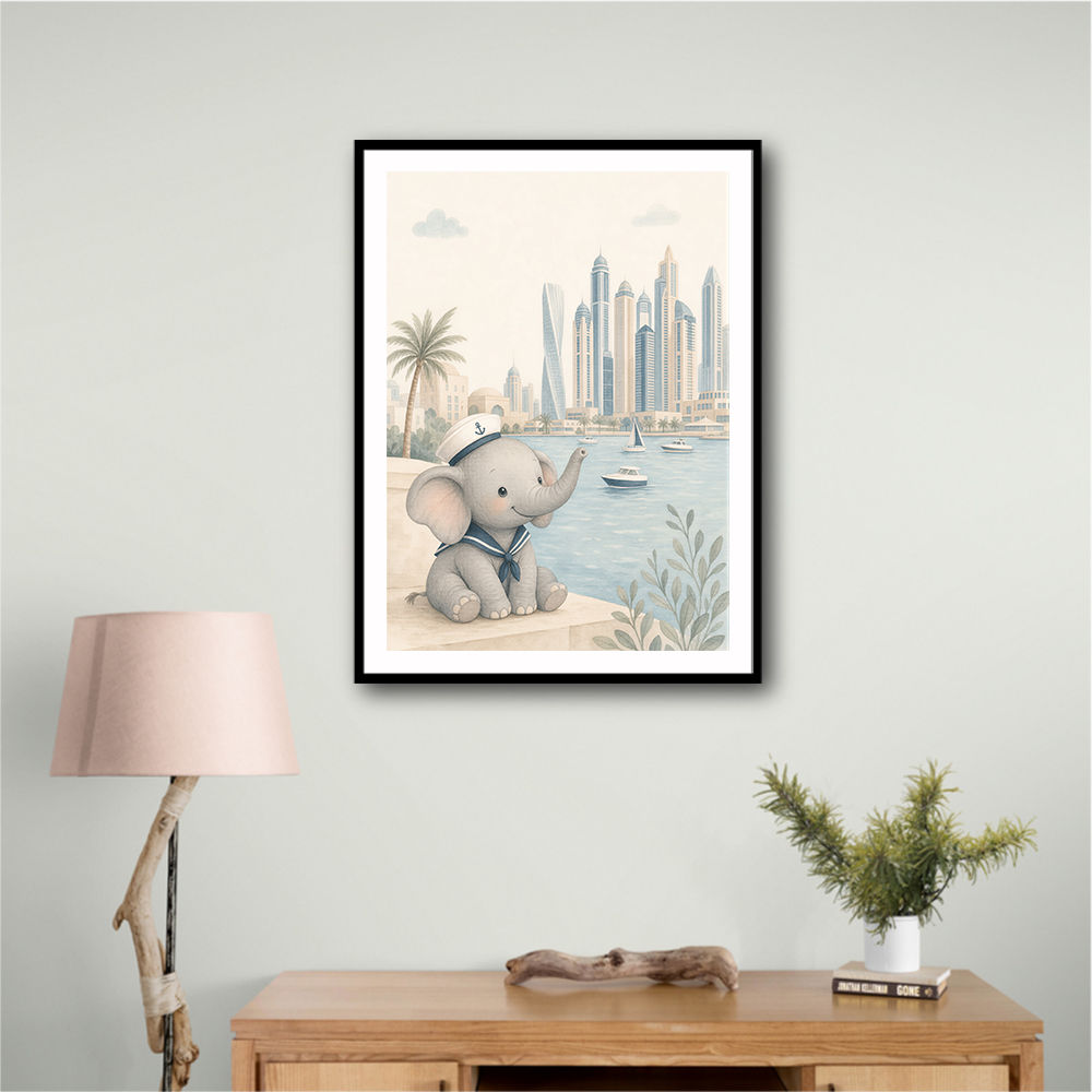 Elephant at the Marina Childrens Wall Art Print