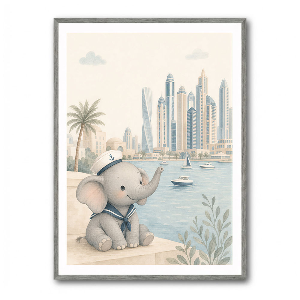Elephant at the Marina Childrens Wall Art Print
