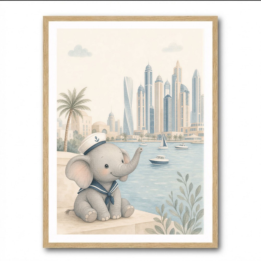 Elephant at the Marina Childrens Wall Art Print