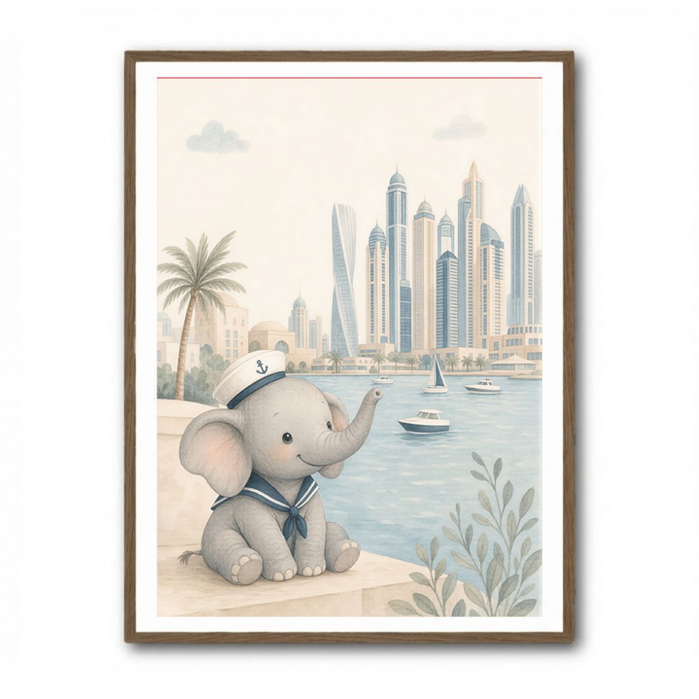 Elephant at the Marina Childrens Wall Art Print