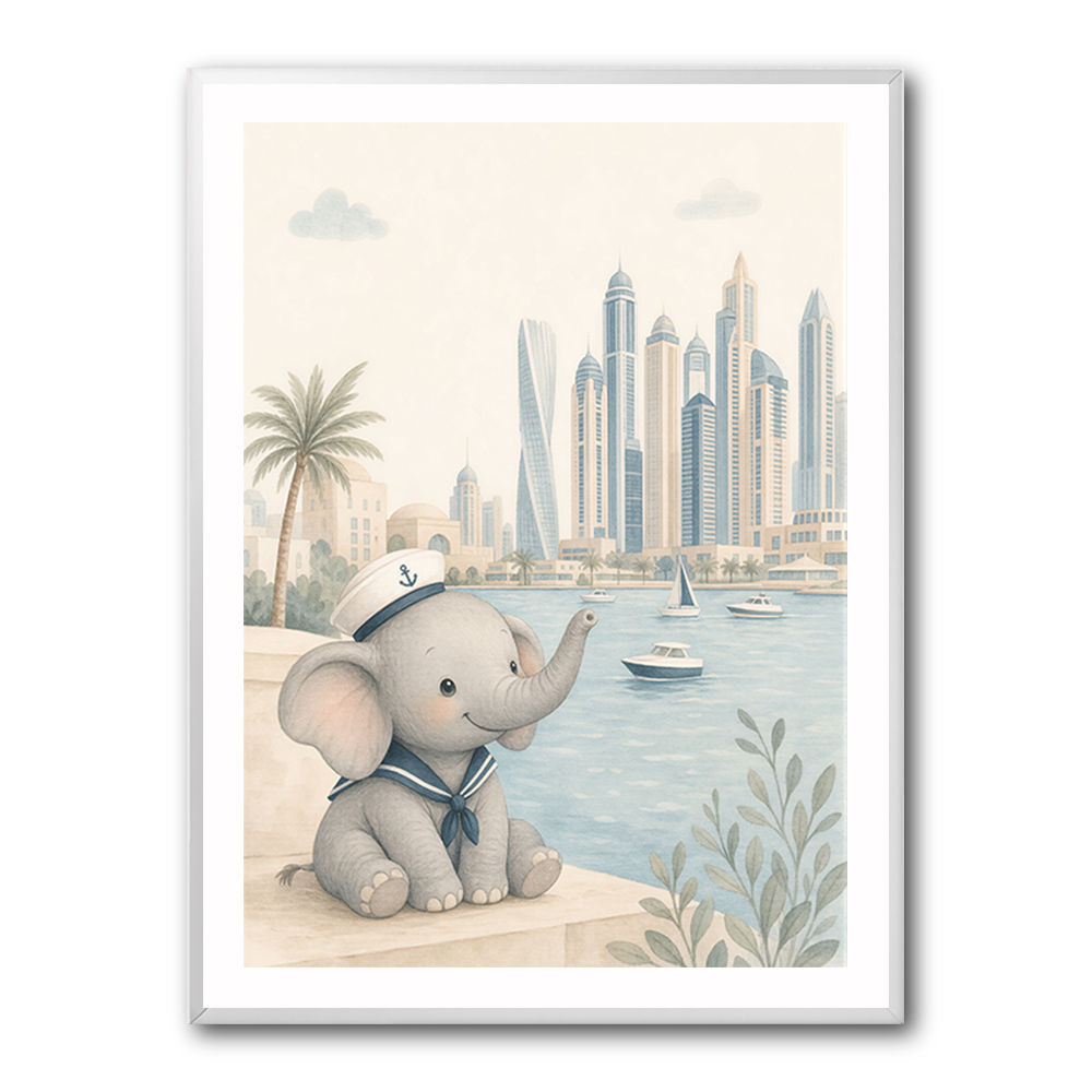 Elephant at the Marina Childrens Wall Art Print