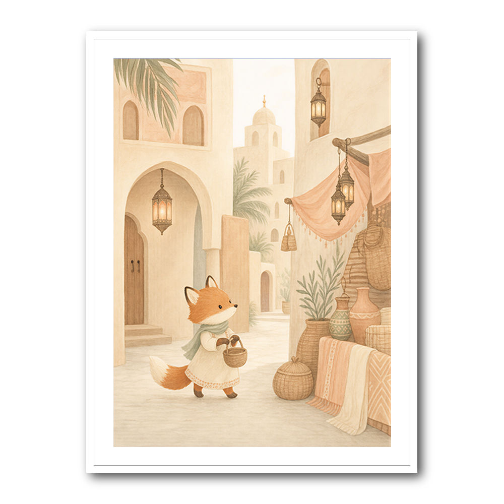 Fox in the Souk Childrens Wall Art Print