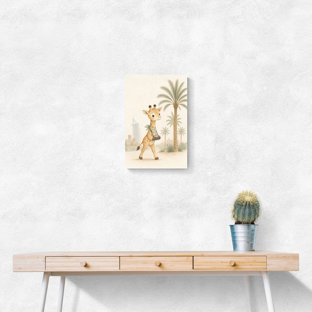 Giraffe Palm Walk Childrens Wall Art Print