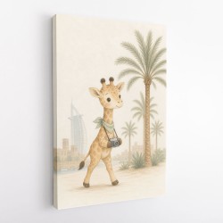 Giraffe Palm Walk Childrens Wall Art Print