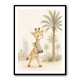 Giraffe Palm Walk Childrens Wall Art Print