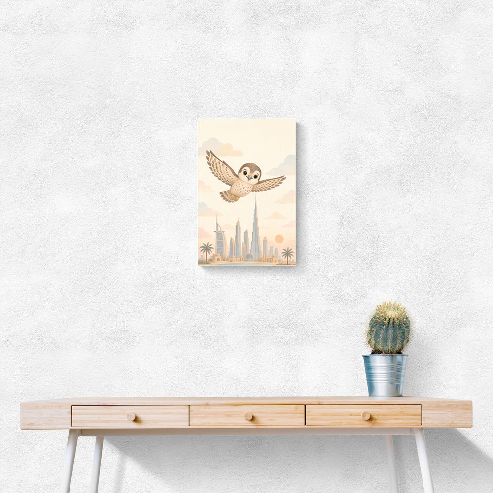 Little Falcon Over Dubai Childrens Wall Art Print