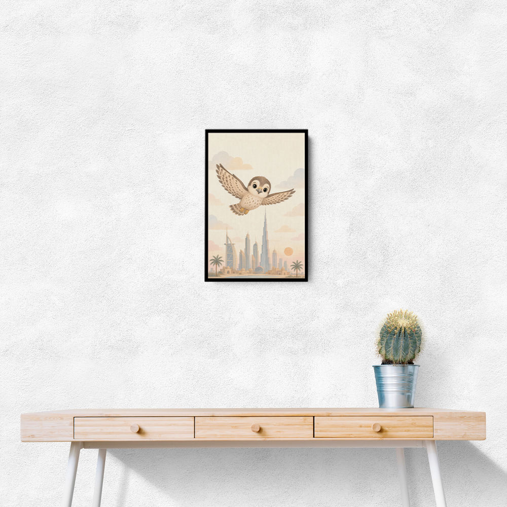 Little Falcon Over Dubai Childrens Wall Art Print