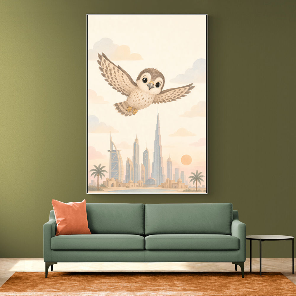 Little Falcon Over Dubai Childrens Wall Art Print