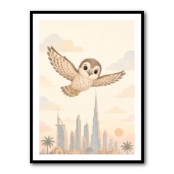 Little Falcon Over Dubai Childrens Wall Art Print