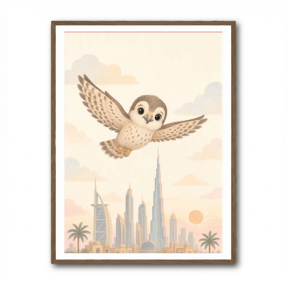 Little Falcon Over Dubai Childrens Wall Art Print