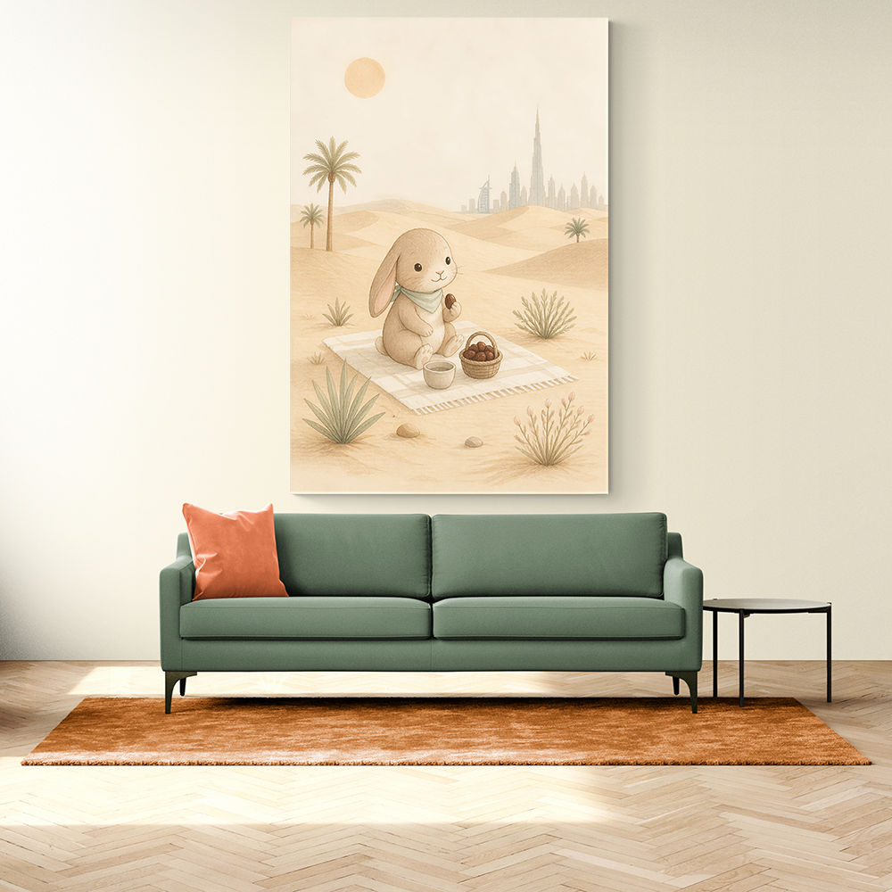Rabbit Desert Picnic Childrens Wall Art Print
