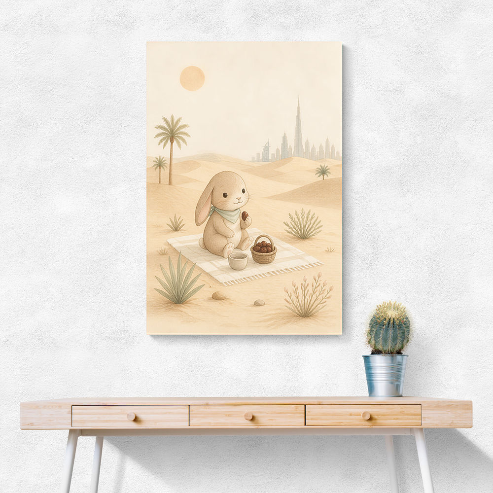 Rabbit Desert Picnic Childrens Wall Art Print