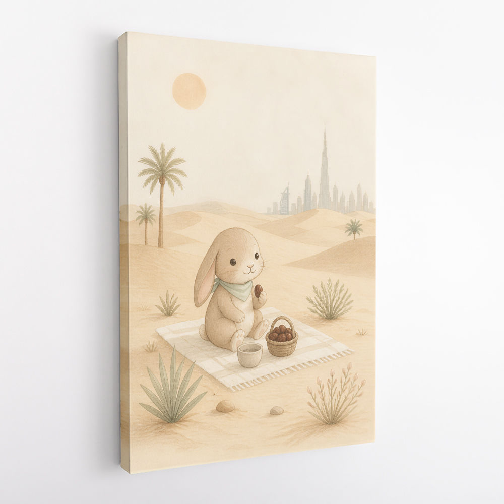 Rabbit Desert Picnic Childrens Wall Art Print