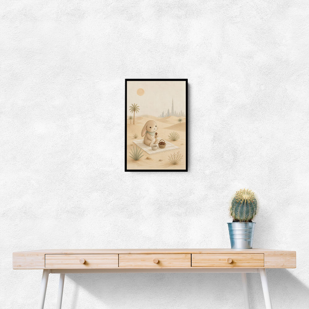Rabbit Desert Picnic Childrens Wall Art Print