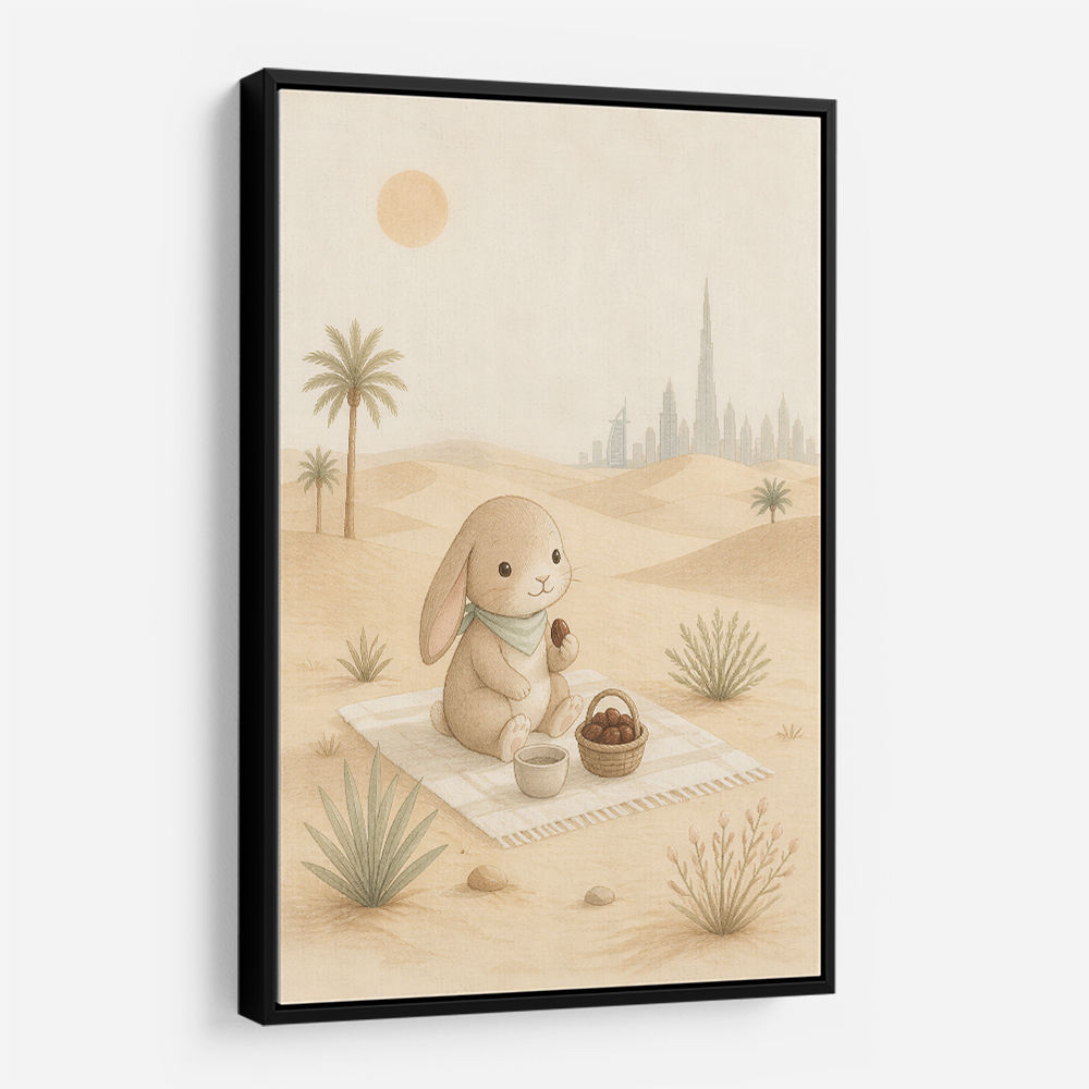 Rabbit Desert Picnic Childrens Wall Art Print