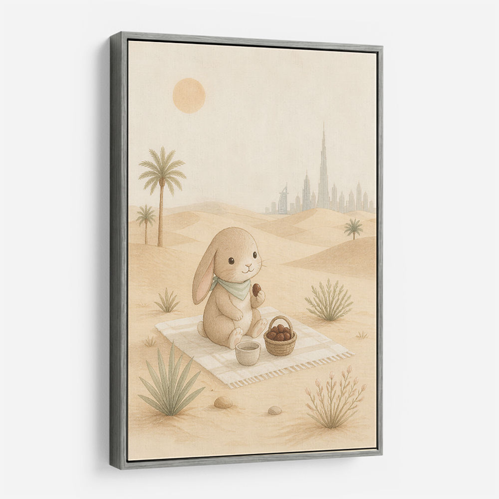 Rabbit Desert Picnic Childrens Wall Art Print