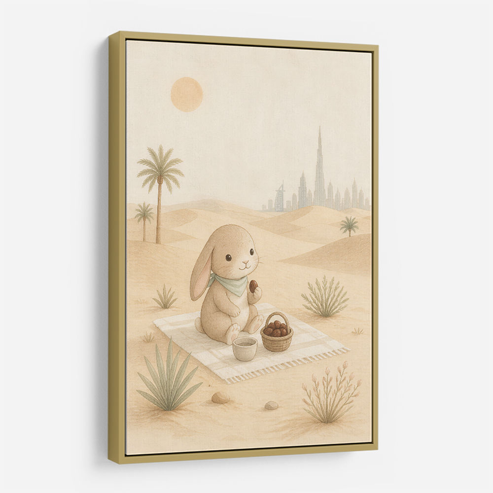 Rabbit Desert Picnic Childrens Wall Art Print