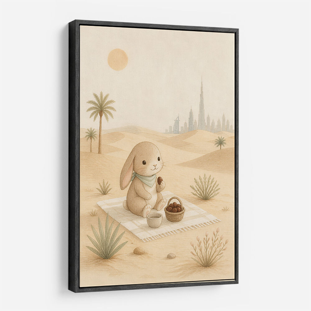 Rabbit Desert Picnic Childrens Wall Art Print