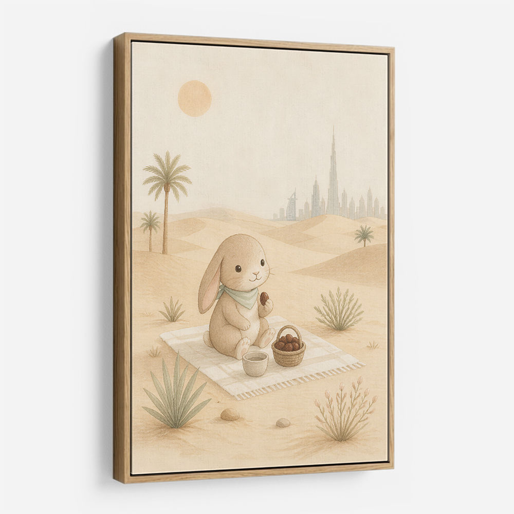 Rabbit Desert Picnic Childrens Wall Art Print