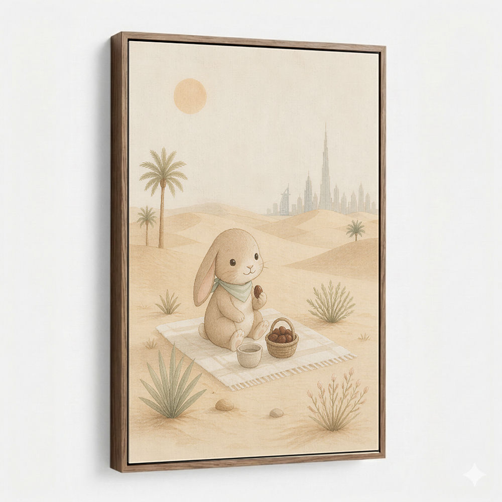 Rabbit Desert Picnic Childrens Wall Art Print