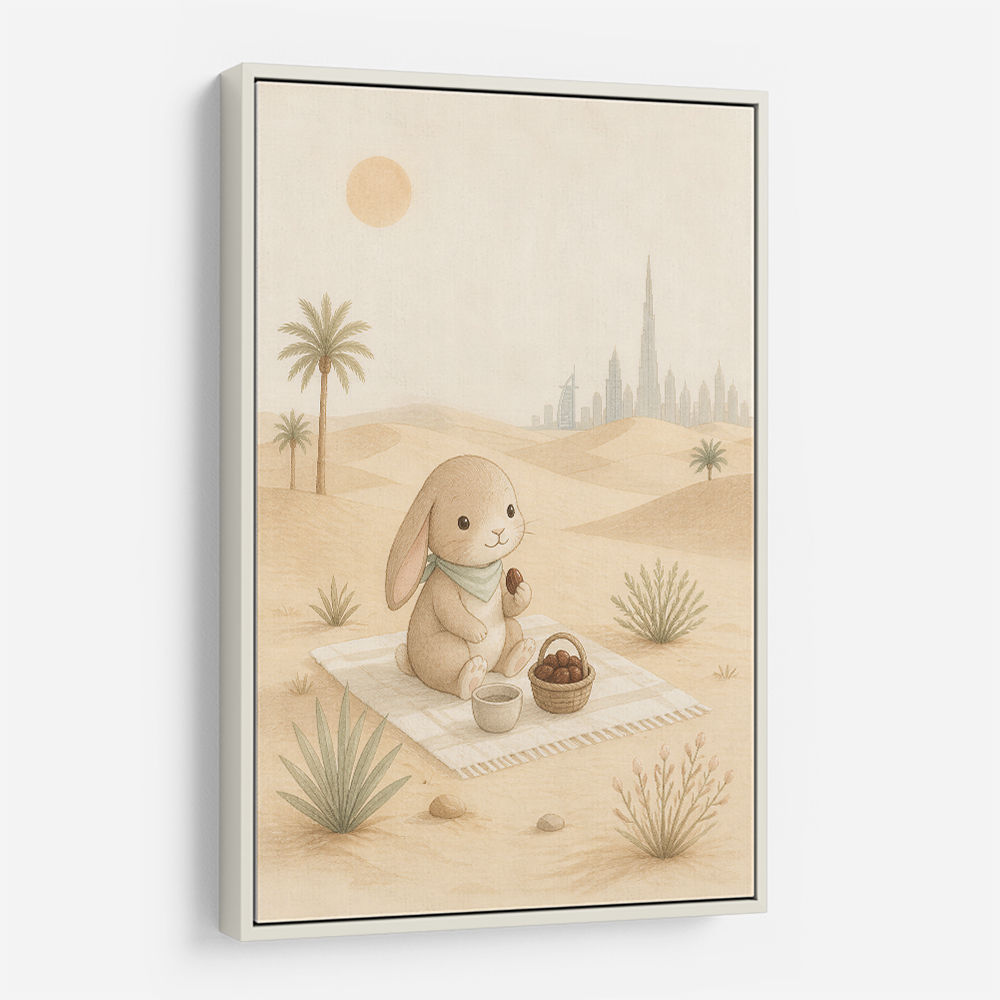 Rabbit Desert Picnic Childrens Wall Art Print