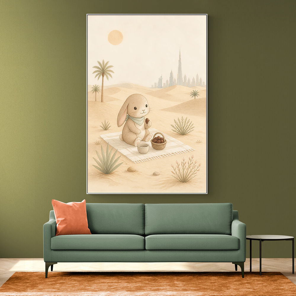 Rabbit Desert Picnic Childrens Wall Art Print
