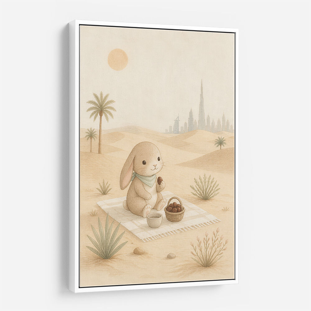Rabbit Desert Picnic Childrens Wall Art Print